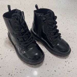 Kids Zip & Lace Up Black Boots